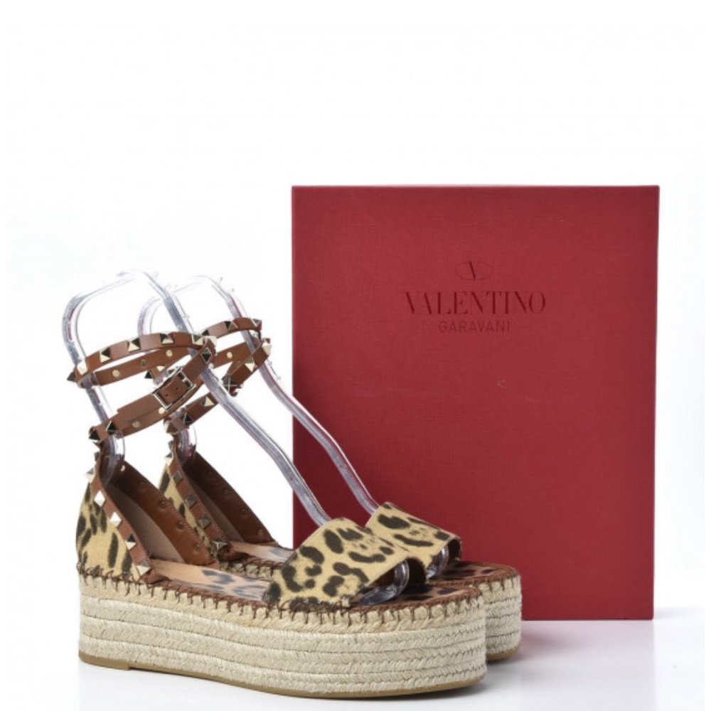 Valentino Leopard Rockstud Platform shoes size 39